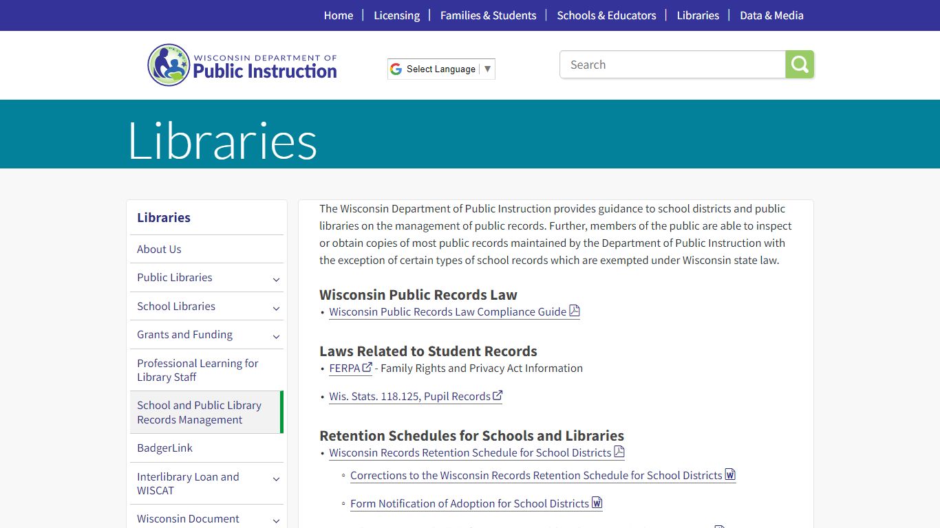 School and Public Library Records Management